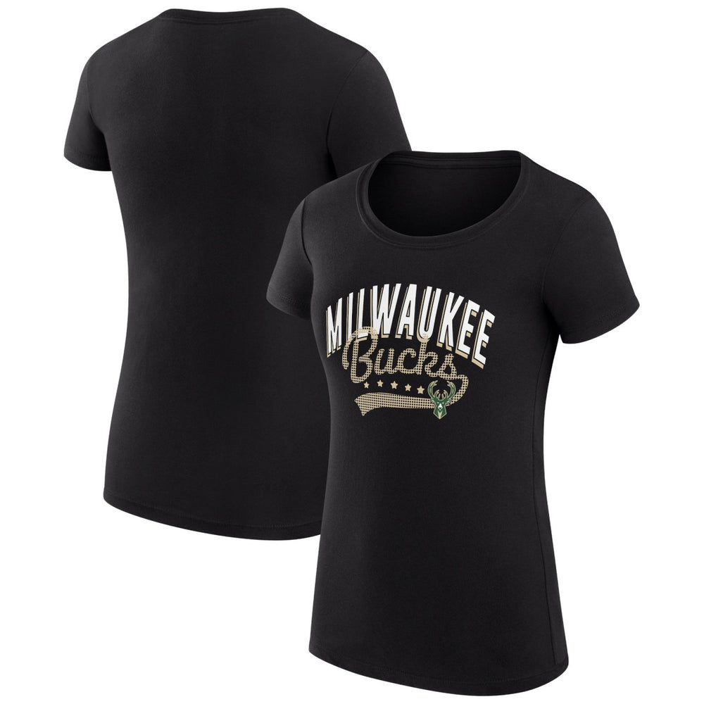 Milwaukee Bucks G-III 4Her by Carl Banks Women's Super-Slim Fit Lightweight Filigree Logo T-Shirt - Black