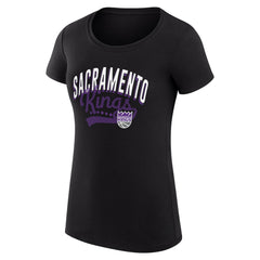 Sacramento Kings G-III 4Her by Carl Banks Women's Super-Slim Fit Lightweight Filigree Logo T-Shirt - Black