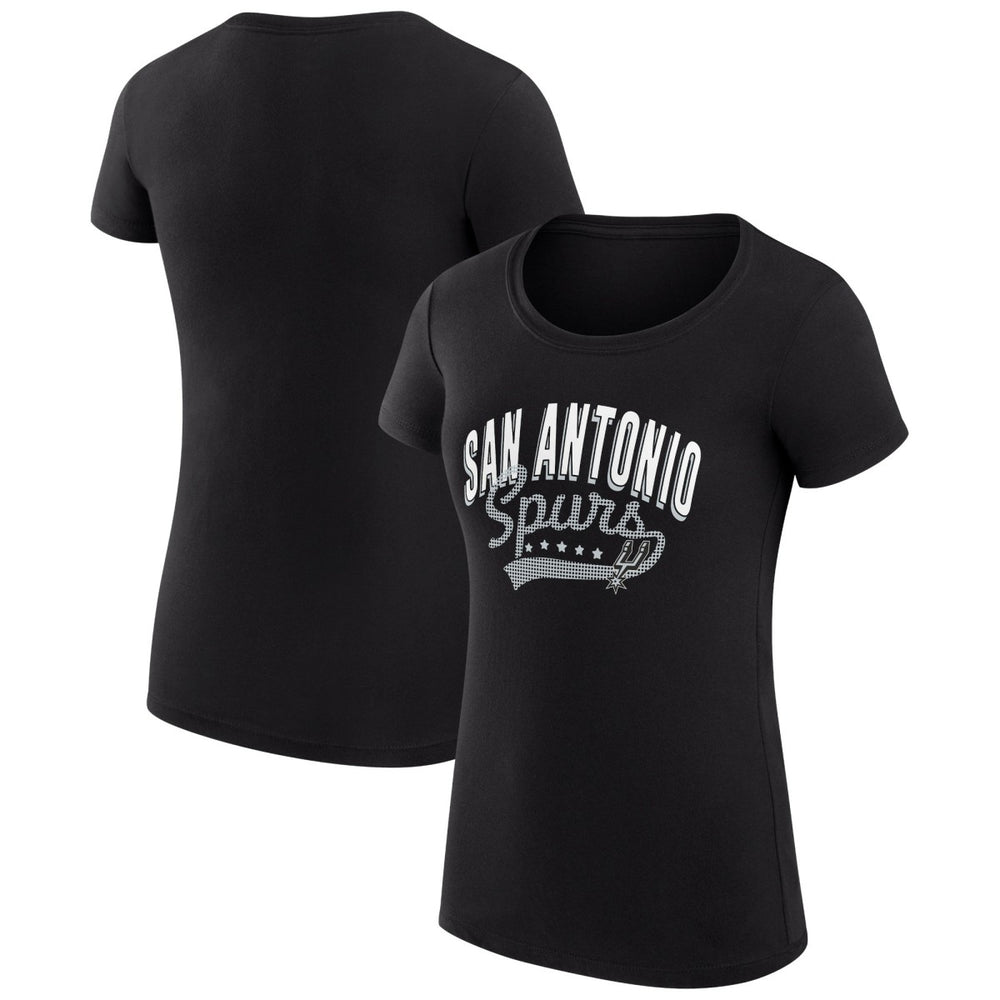 San Antonio Spurs G-III 4Her by Carl Banks Women's Super-Slim Fit Lightweight Filigree Logo T-Shirt - Black