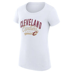Cleveland Cavaliers G-III 4Her by Carl Banks Women's Super-Slim Fit Lightweight Filigree Logo T-Shirt - White