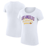 Los Angeles Lakers G-III 4Her by Carl Banks Women's Super-Slim Fit Lightweight Filigree Logo T-Shirt - White