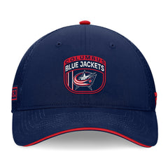 NHL Columbus Blue Jackets Fanatics 2024 NHL Draft On Stage Trucker Adjustable Hat - Navy