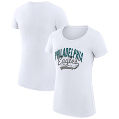 Philadelphia Eagles G-III 4Her by Carl Banks Women's Super-Slim Fit Lightweight Filigree Logo T-Shirt – White