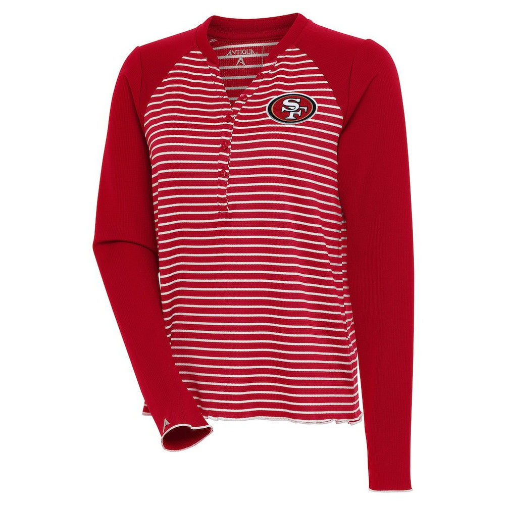 San Francisco 49ers Antigua Women's Maverick Long Sleeve Henley T-Shirt Scarlet