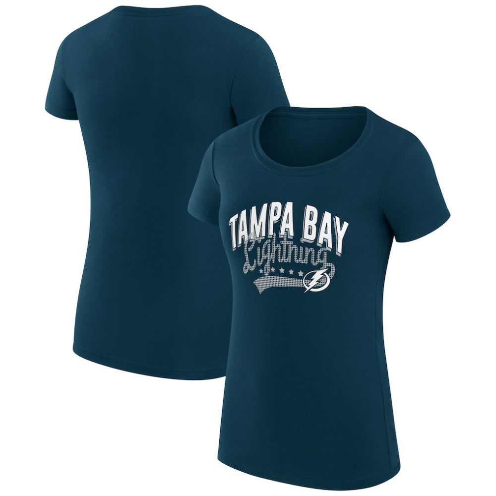 NHL Tampa Bay Lightning G-III 4Her by Carl Banks Women's Super-Slim Fit Lightweight Filigree Logo T-Shirt – Navy