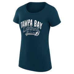NHL Tampa Bay Lightning G-III 4Her by Carl Banks Women's Super-Slim Fit Lightweight Filigree Logo T-Shirt – Navy