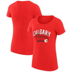 NHL Calgary Flames G-III 4Her by Carl Banks Women's Super-Slim Fit Lightweight Filigree Logo T-Shirt – Red