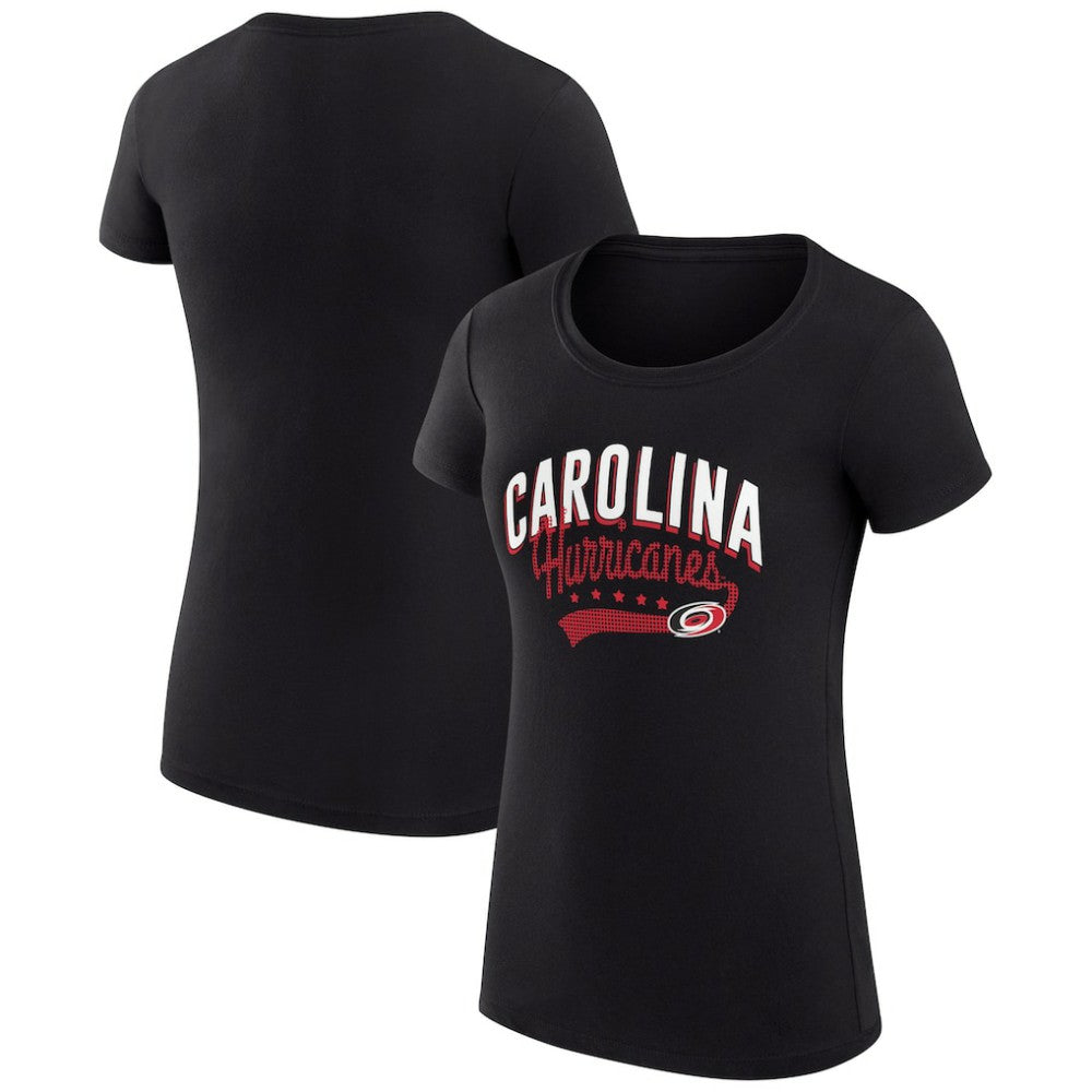 NHL Carolina Hurricanes G-III 4Her by Carl Banks Women's Super-Slim Fit Lightweight Filigree Logo T-Shirt – Black
