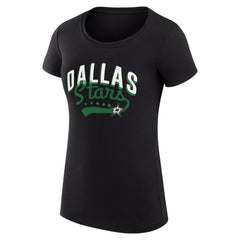 NHL Dallas Stars G-III 4Her by Carl Banks Women's Super-Slim Fit Lightweight Filigree Logo T-Shirt – Black