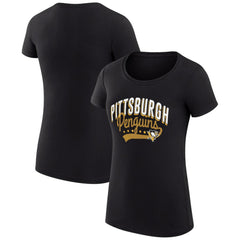NHL Pittsburgh Penguins G-III 4Her by Carl Banks Women's Super-Slim Fit Lightweight Filigree Logo T-Shirt – Black