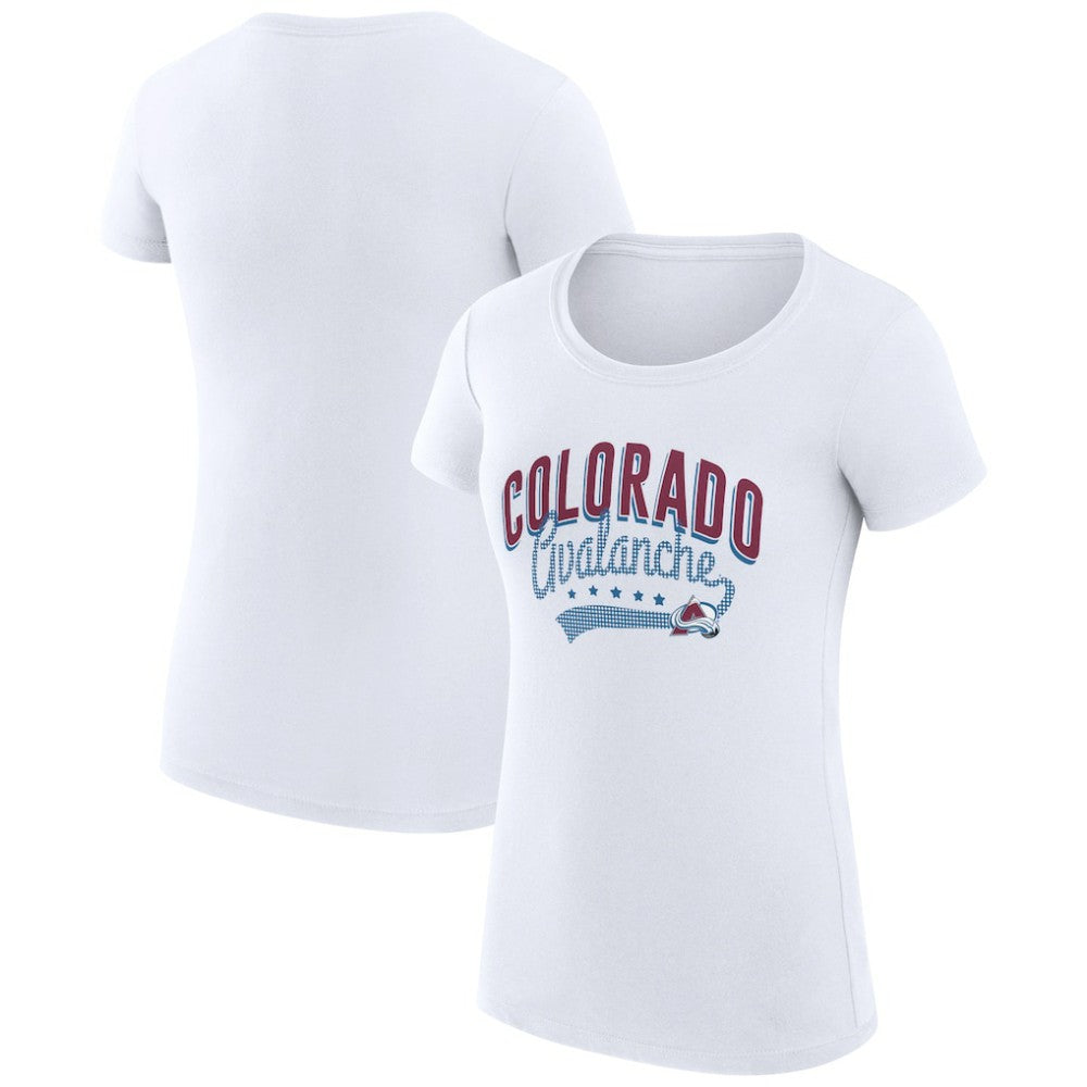 NHL Colorado Avalanche G-III 4Her by Carl Banks Women's Super-Slim Fit Lightweight Filigree Logo T-Shirt – White