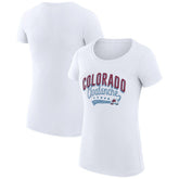 NHL Colorado Avalanche G-III 4Her by Carl Banks Women's Super-Slim Fit Lightweight Filigree Logo T-Shirt – White