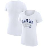 NHL Tampa Bay Lightning G-III 4Her by Carl Banks Women's Super-Slim Fit Lightweight Filigree Logo T-Shirt – White