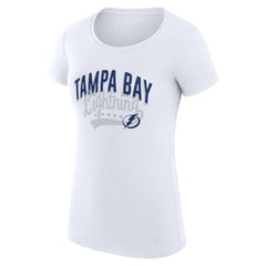 NHL Tampa Bay Lightning G-III 4Her by Carl Banks Women's Super-Slim Fit Lightweight Filigree Logo T-Shirt – White