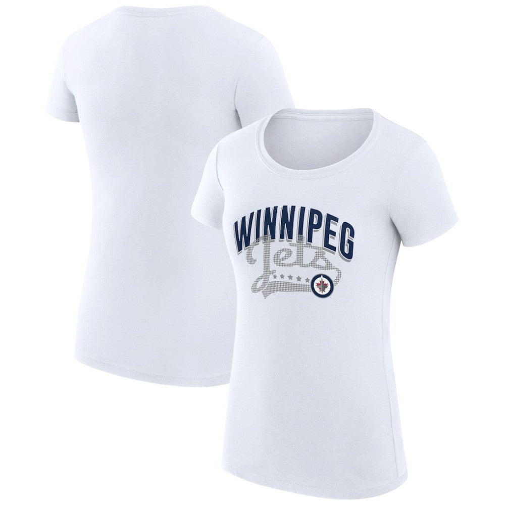 NHL Winnipeg Jets G-III 4Her by Carl Banks Women's Super-Slim Fit Lightweight Filigree Logo T-Shirt – White