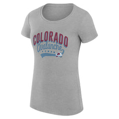 NHL Colorado Avalanche G-III 4Her by Carl Banks Women's Super-Slim Fit Lightweight Filigree Logo T-Shirt – Gray