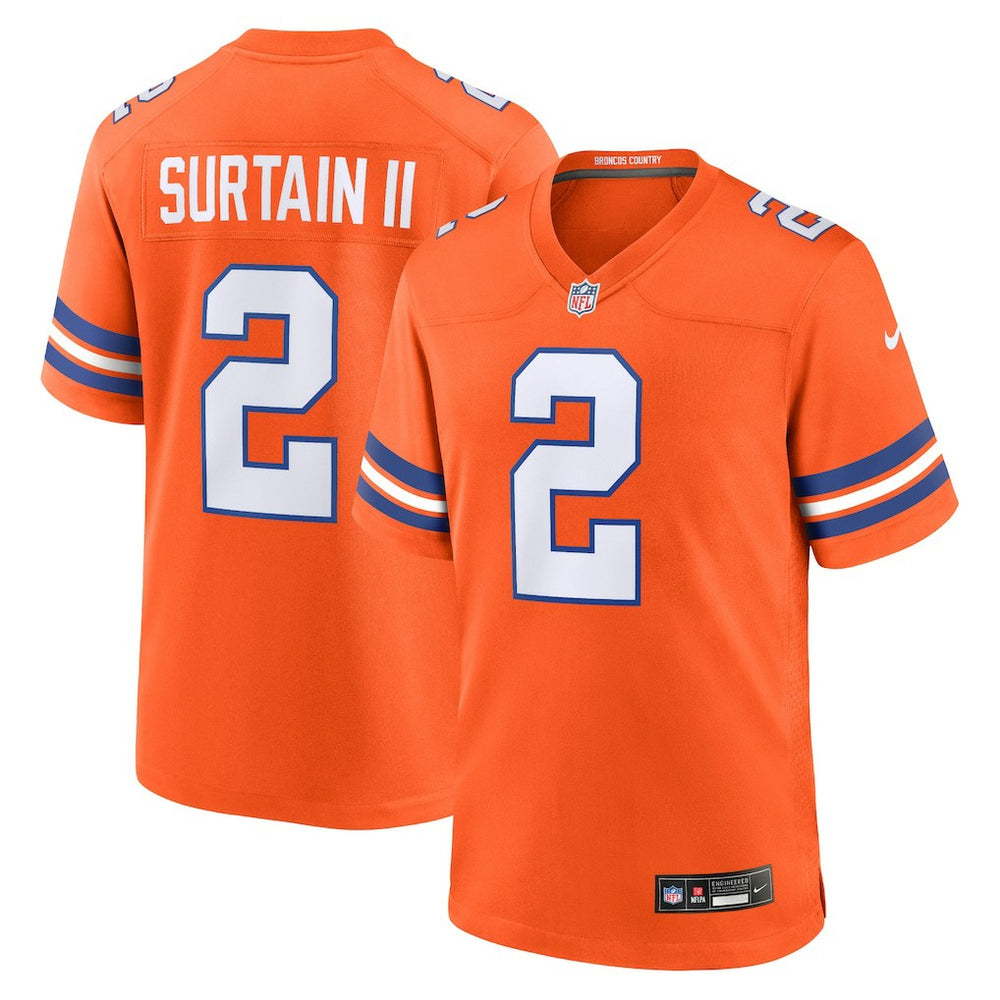 NFL Patrick Surtain II Denver Broncos Mile High Collection 1977 Throwback Player Game Jersey - Orange