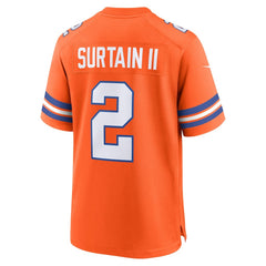 NFL Patrick Surtain II Denver Broncos Mile High Collection 1977 Throwback Player Game Jersey - Orange