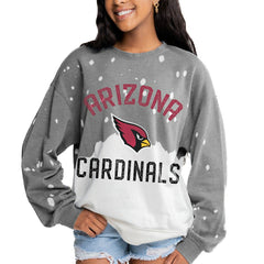 Arizona Cardinals Gameday Couture Women's Oversized Coin Toss Faded French Terry Tri-Blend Pullover Sweatshirt Gray