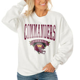 Washington Commanders Gameday Couture Women's Oversized Yard Line Tri-Blend Pullover Sweatshirt White
