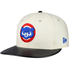 Chicago Cubs New Era Game Night Leather Visor 59FIFTY Fitted Hat - Cream Hats