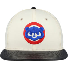 Chicago Cubs New Era Game Night Leather Visor 59FIFTY Fitted Hat - Cream Hats