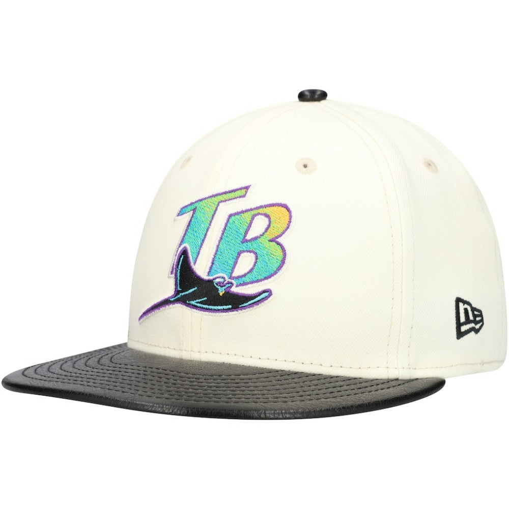 Tampa Bay Rays New Era Game Night Leather Visor 59FIFTY Fitted Hat - Cream Hats