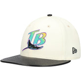 Tampa Bay Rays New Era Game Night Leather Visor 59FIFTY Fitted Hat - Cream Hats
