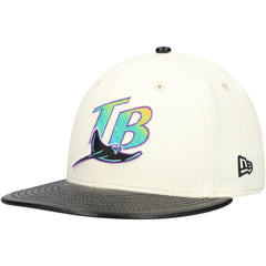 Tampa Bay Rays New Era Game Night Leather Visor 59FIFTY Fitted Hat - Cream Hats