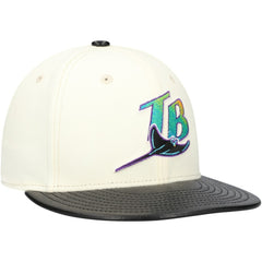 Tampa Bay Rays New Era Game Night Leather Visor 59FIFTY Fitted Hat - Cream Hats