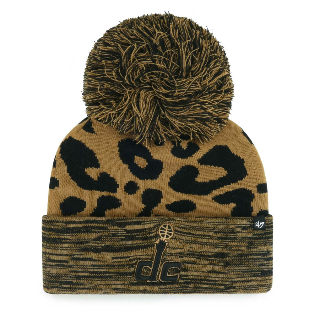 Washington Wizards '47 Women's Rosette Cuffed Knit Hat with Pom Leopard