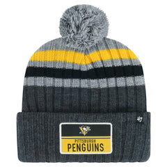 NHL Pittsburgh Penguins '47 Stack Patch Cuffed Knit Hat with Pom - Gray