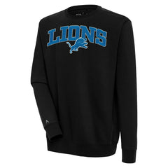 Detroit Lions Antigua Victory Chenille Pullover Sweatshirt Black