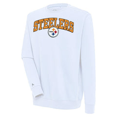 Pittsburgh Steelers Antigua Victory Chenille Pullover Sweatshirt White