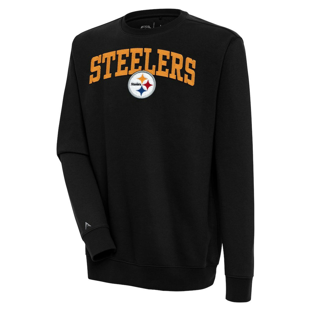 Pittsburgh Steelers Antigua Victory Chenille Pullover Sweatshirt Black