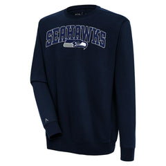 Seattle Seahawks Antigua Victory Chenille Pullover Sweatshirt College Navy