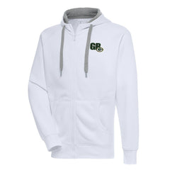 Green Bay Packers Antigua Victory Full-Zip Hoodie White