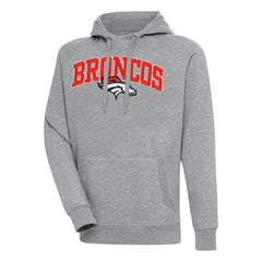 Denver Broncos Antigua Victory Pullover Hoodie Heather Gray