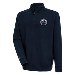 NHL Edmonton Oilers Antigua Victory Quarter-Zip Pullover Top - Navy