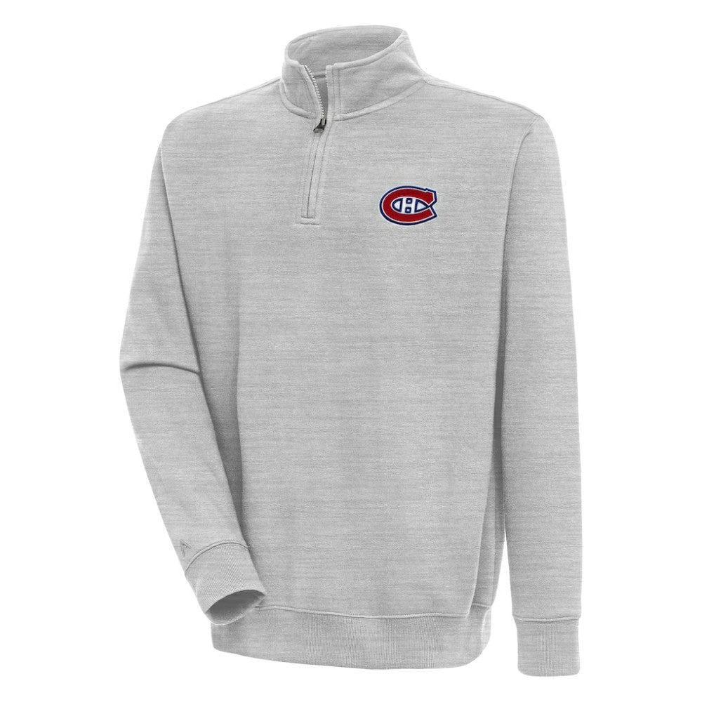 NHL Montreal Canadiens Antigua Victory Quarter-Zip Pullover Top - Heather Gray