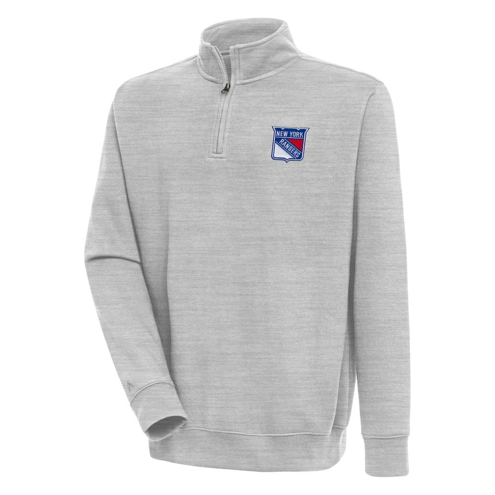 NHL New York Rangers Antigua Victory Quarter-Zip Pullover Top - Heather Gray