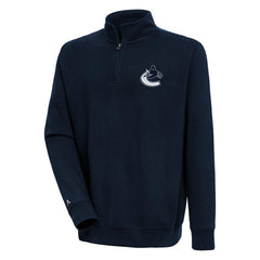 NHL Vancouver Canucks Antigua Victory Quarter-Zip Pullover Top - Navy
