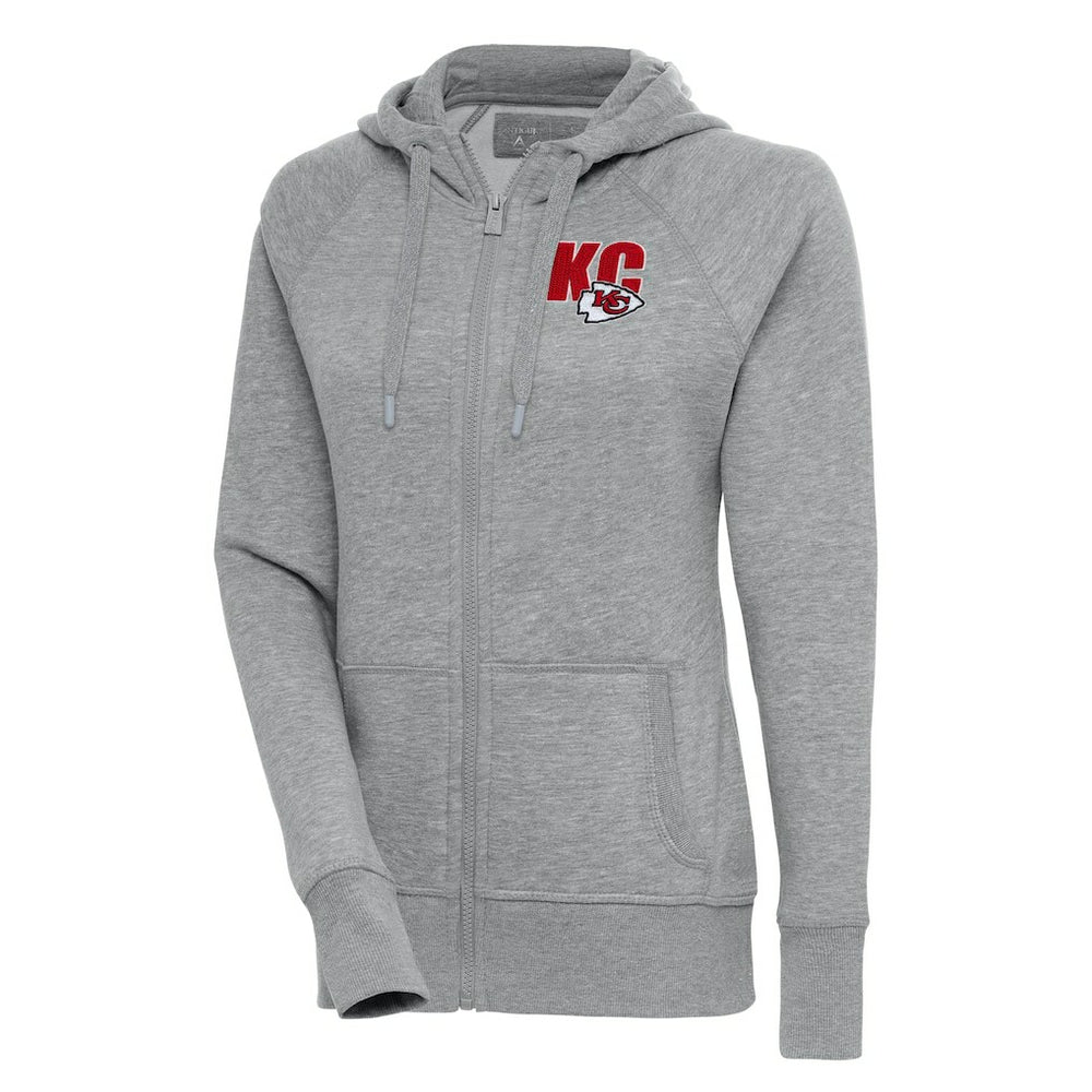 Kansas City Chiefs Antigua Women's Victory Full-Zip Hoodie Heather Gray