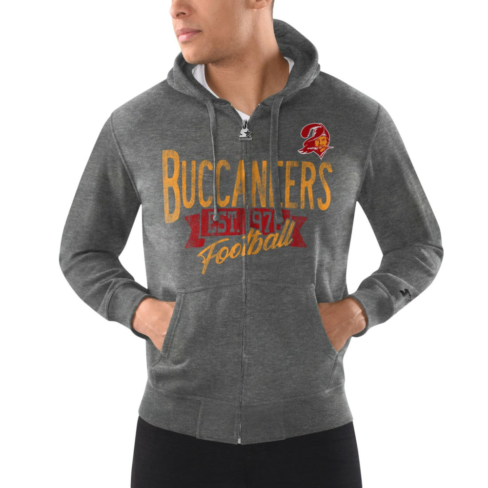 Tampa Bay Buccaneers Starter Domestic Post Season Vintage Logo Full-Zip Hoodie Charcoal