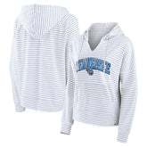Tennessee Titans Women's Striped Notch Neck Pullover Hoodie White/Gray