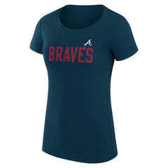 Atlanta Braves G-III 4Her by Carl Banks Women's Super-Slim Fit Lightweight Dot Print T-Shirt - Navy T-shirts