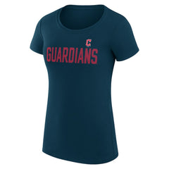 Cleveland Guardians G-III 4Her by Carl Banks Women's Super-Slim Fit Lightweight Dot Print T-Shirt - Navy T-shirts
