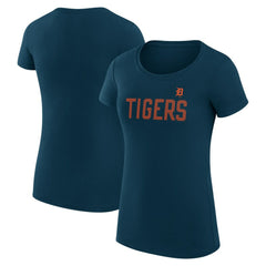 Detroit Tigers G-III 4Her by Carl Banks Women's Super-Slim Fit Lightweight Dot Print T-Shirt - Navy T-shirts
