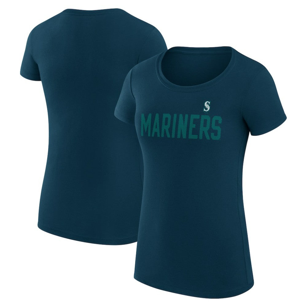Seattle Mariners G-III 4Her by Carl Banks Women's Super-Slim Fit Lightweight Dot Print T-Shirt - Navy T-shirts
