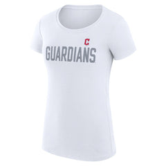 Cleveland Guardians G-III 4Her by Carl Banks Women's Super-Slim Fit Lightweight Dot Print T-Shirt - White T-shirts